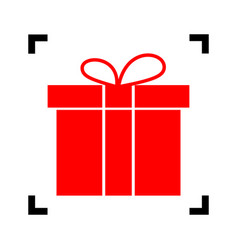 Gift box sign red icon inside black focus Gift box sign red icon inside black focus vector image
