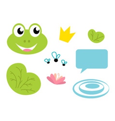 Cute frog queen icons set Cute frog queen icons set vector image