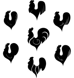 The black stylized cocks on a white background vector image