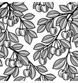 Seamless cherry background black and white vector image