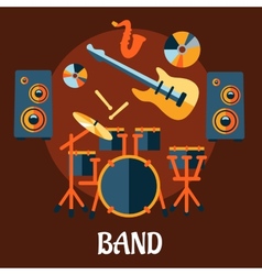 Flat musical band instruments concept vector image