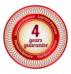 Label on 4 year guarantee vector image