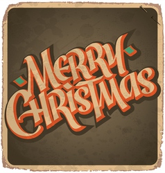 MERRY CHRISTMAS hand lettering vintage card vector image