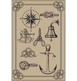 Nautical elements on vintage background vector image