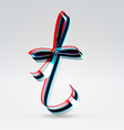 Fantasy plastic 3d glowing ribbon typeface vector image