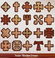 Set crosses wooden vector image
