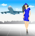 Beautiful stewardess at the airport vector image