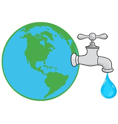 Earth Globe With Water Faucet vector image