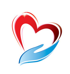 Heart and hand vector image