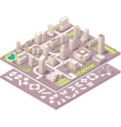 Isometric city map creation kit vector image