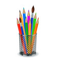 Colorful pencils and Brushes in the holder vector image