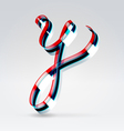 Fantasy plastic 3d glowing ribbon typeface vector image