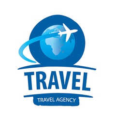 Logo airplane flying around the globe vector image