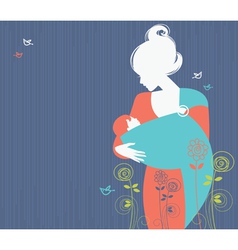 Beautiful mother silhouette with baby in a sling vector image