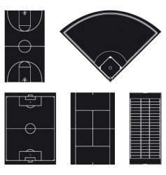 Sport field layouts in black vector image
