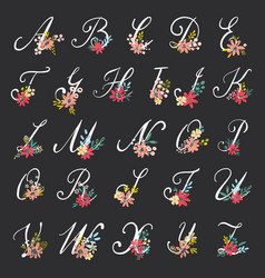 Floral letter w for your design Royalty Free Vector Image