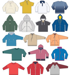 Sweatshirt hoodie and fleece templates collection vector image