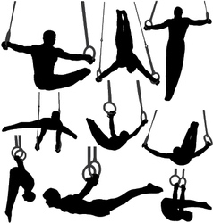 Gymnastics Rings Silhouettes vector image