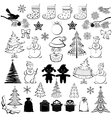 Christmas cartoon set black silhouettes Christmas cartoon set black silhouettes vector image