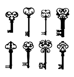 Old keys set in retro style vector image