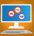 Ruby programming language with laptop and real Vector Image