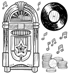 Doodle jukebox music vector image