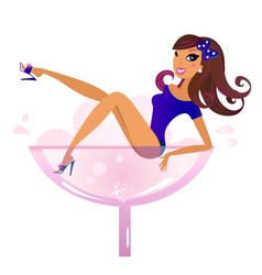 Woman in wine glass vector image