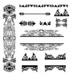 Set of cambodian floral pattern vector image