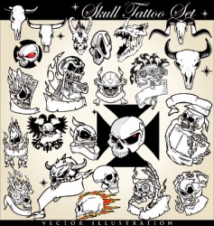 Skull tattoo set vector image