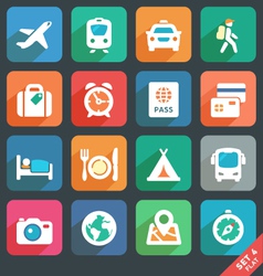 Traveling and transport Flat icons vector image