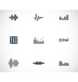 Black music soundwave icons set vector image