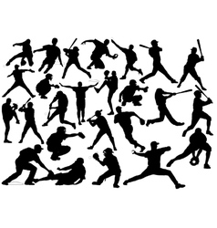 Baseball player silhouettes vector image