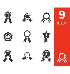 Black award medal icons set vector image