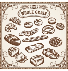 Bakery set whole grain vector image
