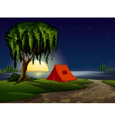 Camping scene background vector image