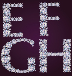 Alphabet of diamonds EFGH vector image