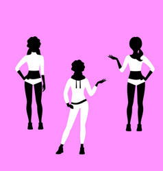 Fashion woman sport clothes model silhouettes Fashion woman sport clothes model silhouettes vector image