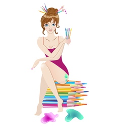 Beautiful female artist vector image