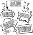 Doodle label tag banner volunteer vector image