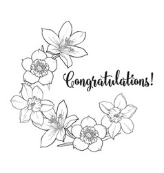 Half frame of spring flowers sketch vector image