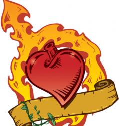Flaming heart tattoo vector image