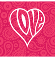 Love heart on seamless paisley background vector image