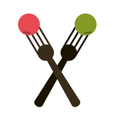 Crossed forks with food icon image vector image