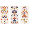 Three ornamental folk tulips vertical seamless vector image
