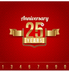 Decorative golden emblem of anniversary vector image