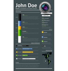 Template for photographer resume vector image