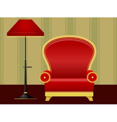 Red chair and floor lamp vector image
