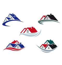 House roofs set for real estate business vector image