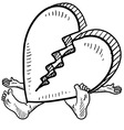 Doodle squish heart broken vector image