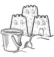 Doodle sand castles bucket vector image